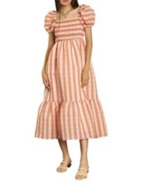 dRA Los Angeles orange striped midi dress XS